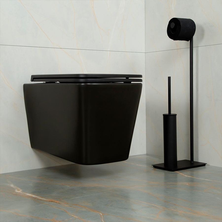 Унитаз подвесной AVS Куб безободковый, черный матовый