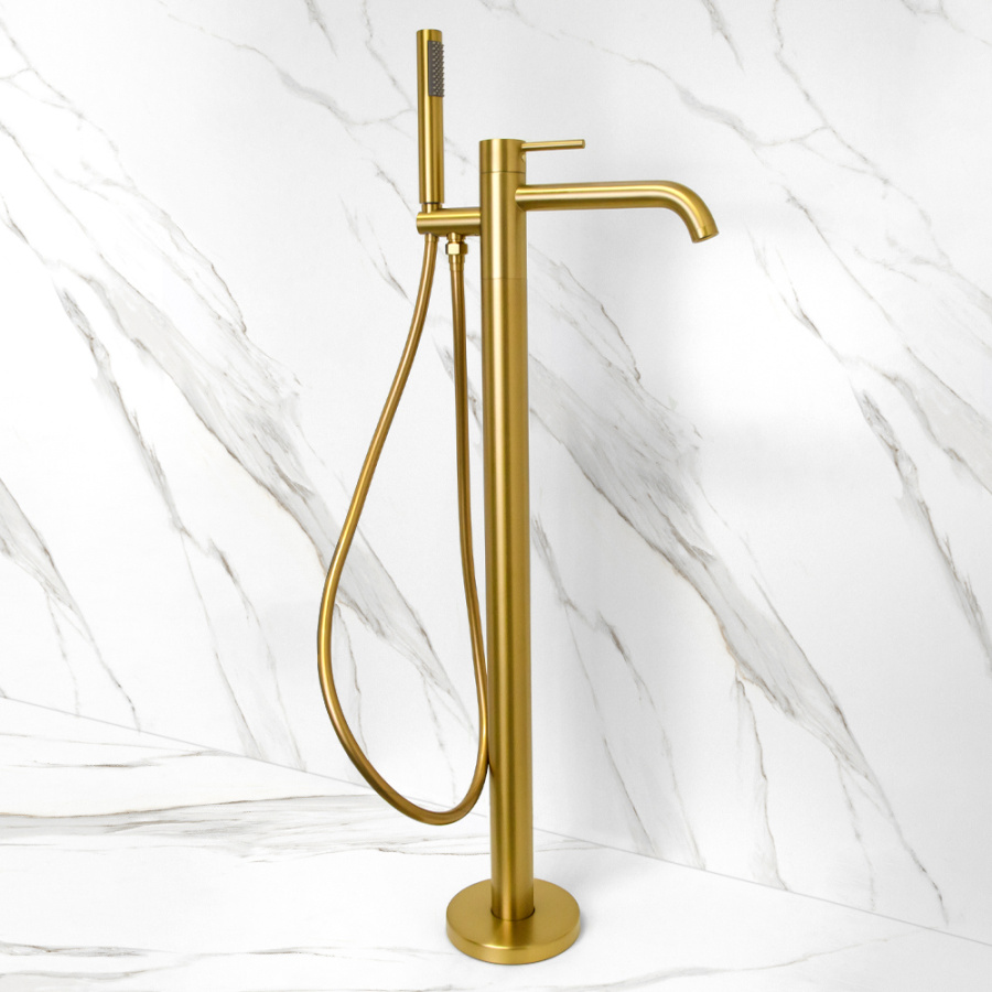 Смеситель для ванны с душем AVS Slimmer напольный, брашированное золото Смеситель для ванны с душем AVS Slimmer напольный, брашированное золото