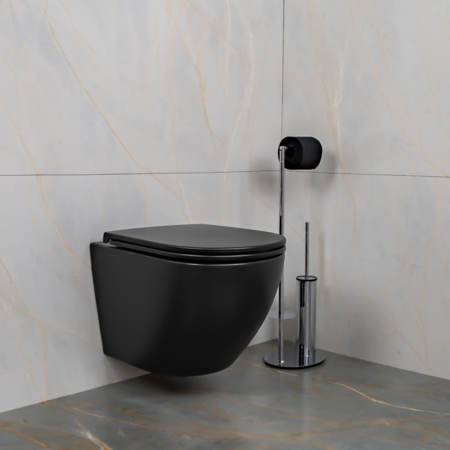 Унитаз подвесной AVS Сити безободковый, черный матовый