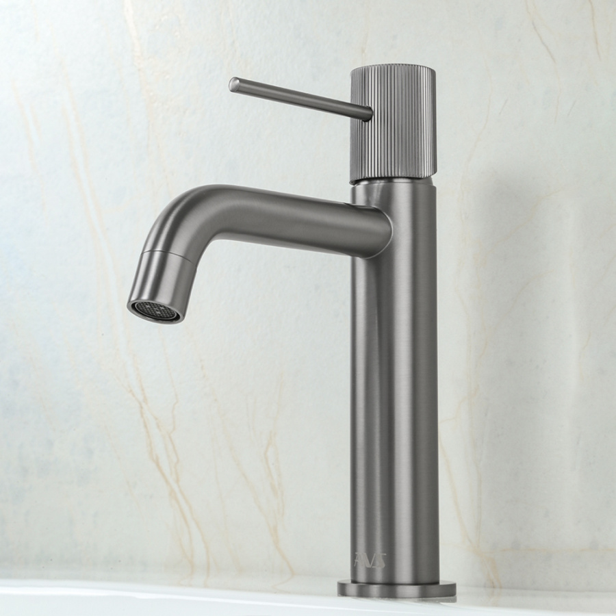 Смеситель для раковины AVS Pulse оружейная сталь