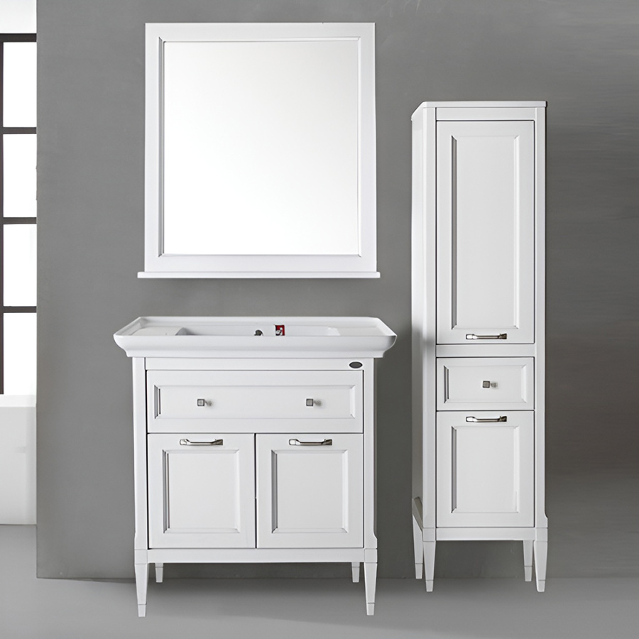 Мебель для ванной ASB Wood Line Гранда 85 белая, патина серебро Мебель для ванной ASB Wood Line Гранда 85 белая, патина серебро