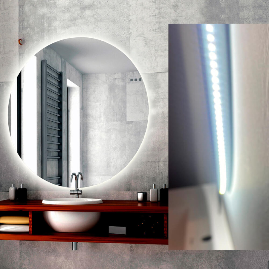 Зеркалос подствекой AVS Тахо 100 см, часы и антипар