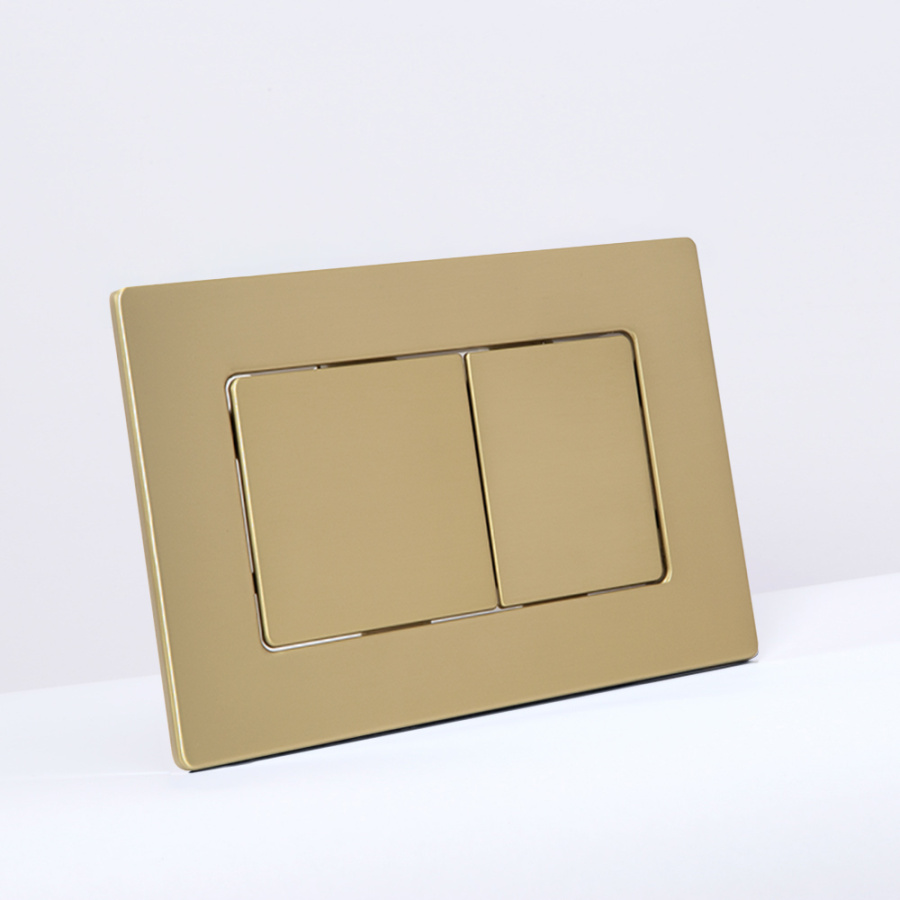Клавиша смыва AVS золото матовое металлическая, квадратные кнопки