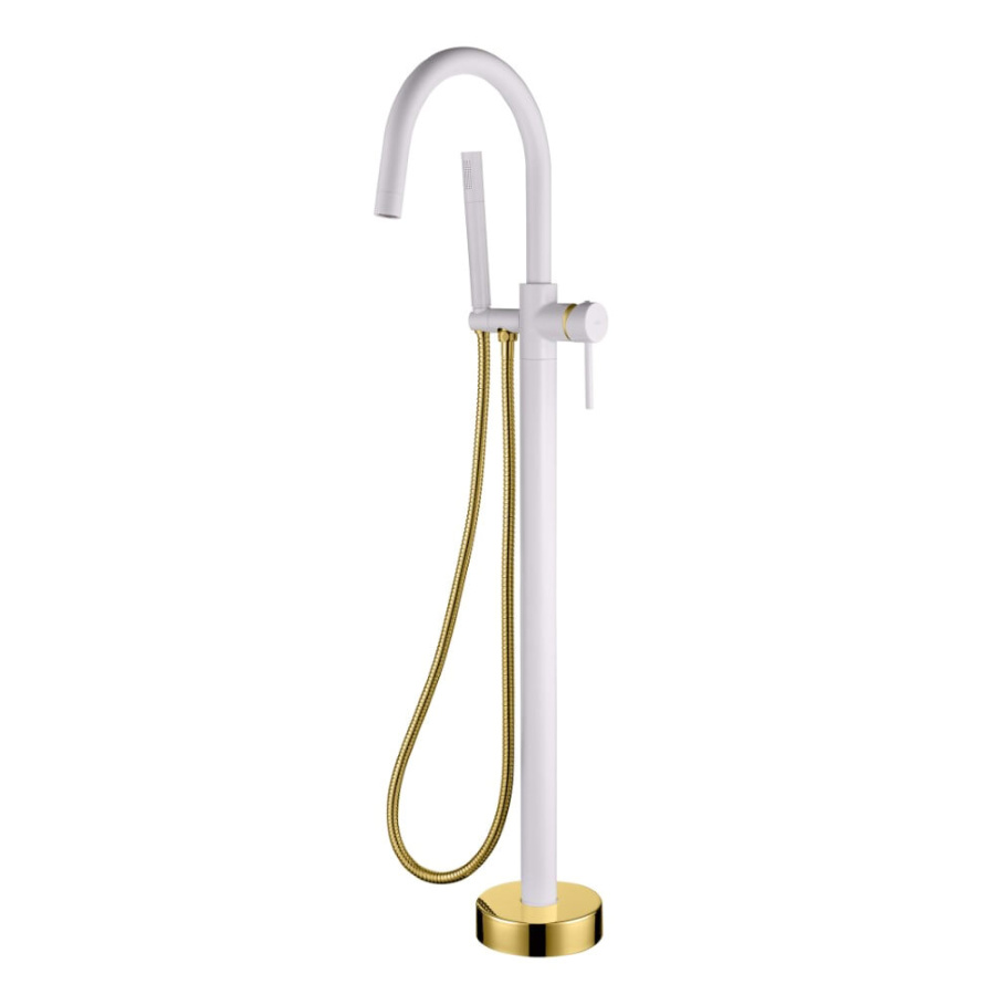 Смеситель для ванны с душем Boheme Uno 469-WG напольный, белый матовый