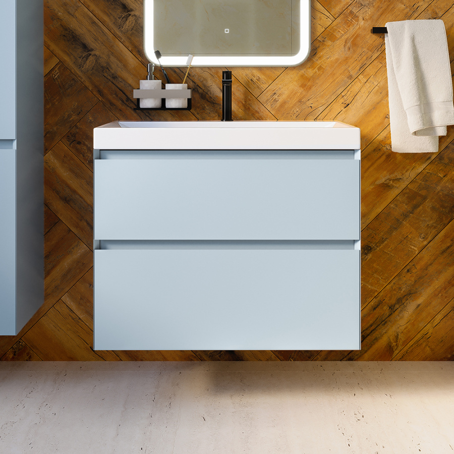 Тумба с раковиной AVS Гармония 80 платина матовая (раковина 02 белая глянцевая)