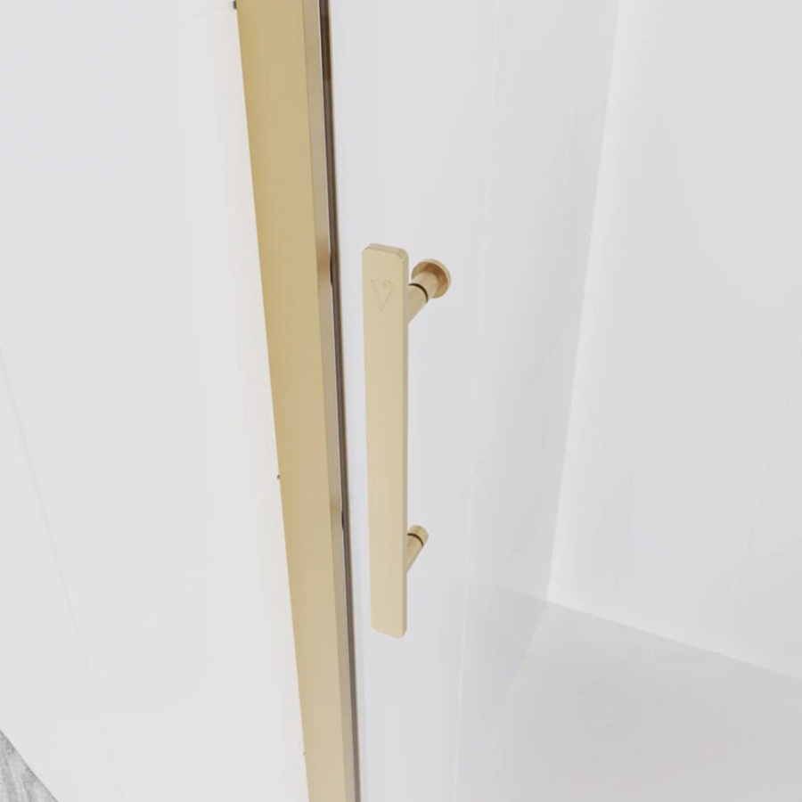 Душевая дверь в нишу Veconi Evo E1-G 150 профиль брашированное золото, стекло прозрачное Душевая дверь в нишу Veconi Evo E1-G 150 профиль брашированное золото, стекло прозрачное