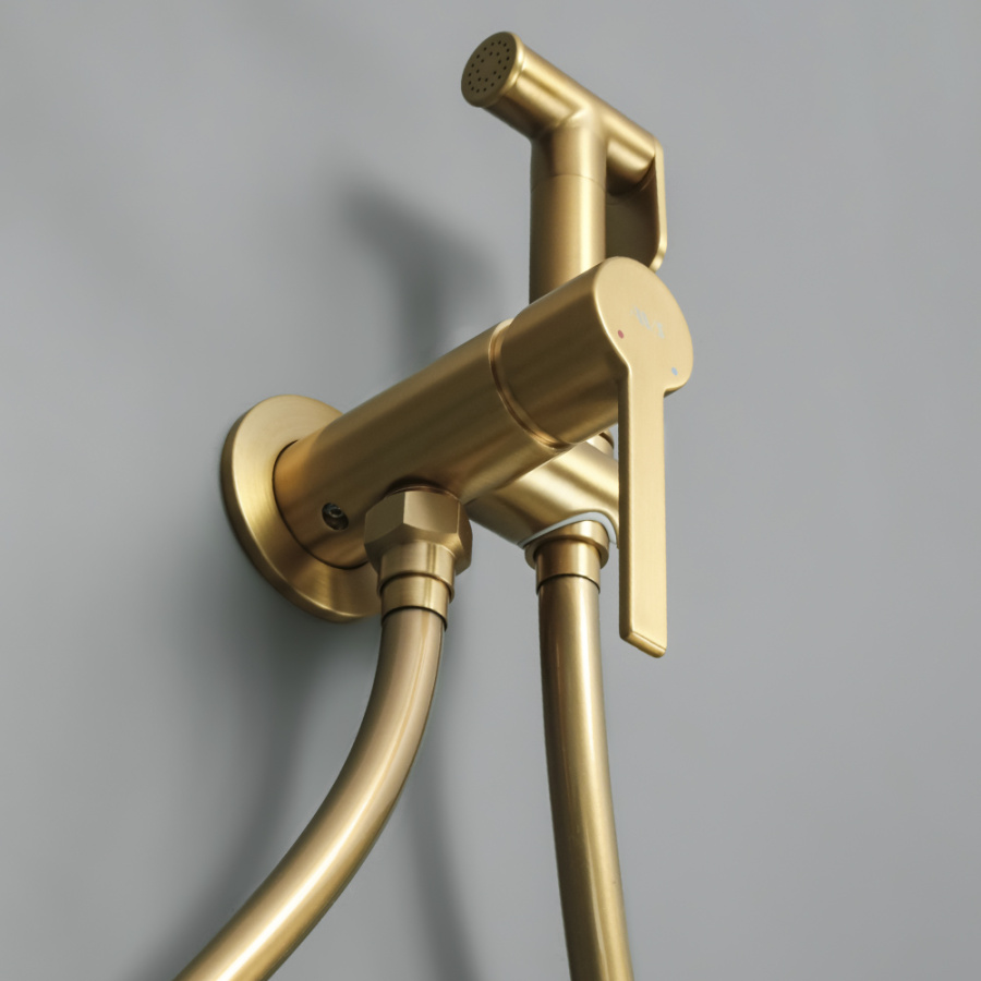 Гигиенический душ со смесителем AVS Elegant брашированное золото