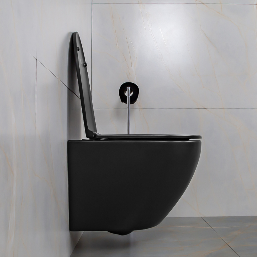 Унитаз подвесной AVS Сити безободковый, черный матовый