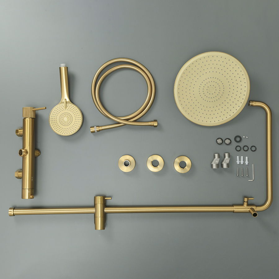 Душевая стойка AVS Pulse брашированное золото