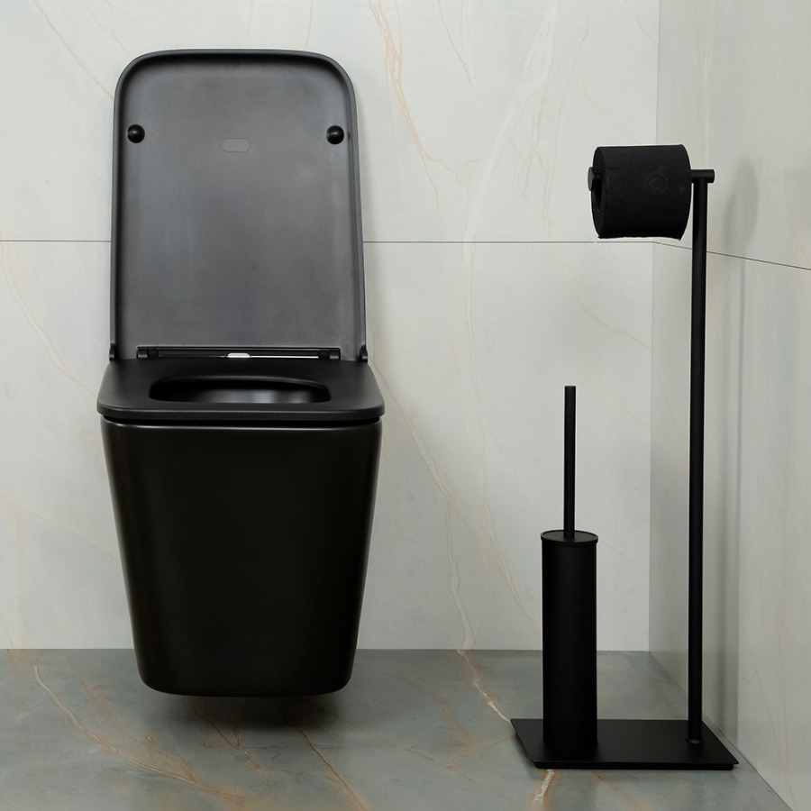 Унитаз подвесной AVS Куб безободковый, черный матовый