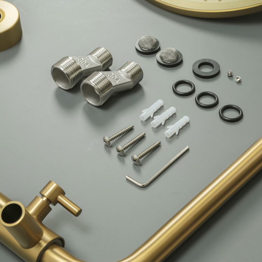 Душевая стойка AVS Pulse брашированное золото