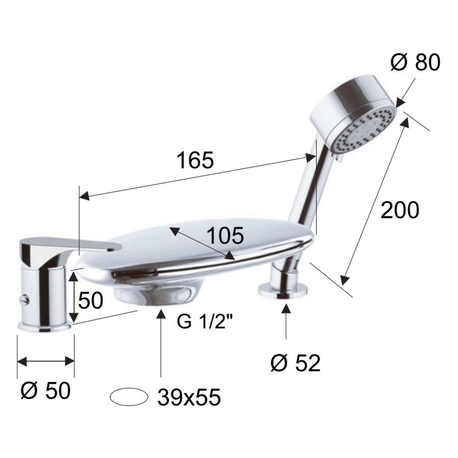 Смеситель на борт ванны Remer Class Line L07UF хром