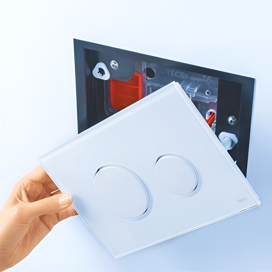 Кнопка смыва Tece Loop Glass 9240650 стекло белое, клавиши белые