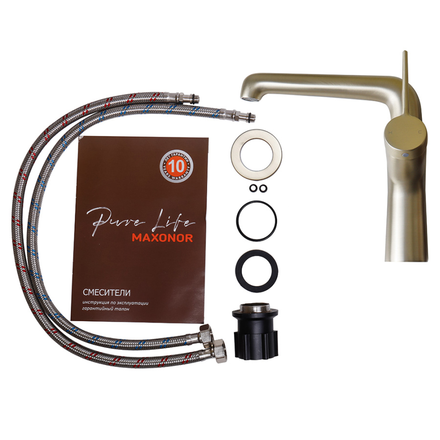 Смеситель для раковины Maxonor Glamour PL1094-6 золото матовое