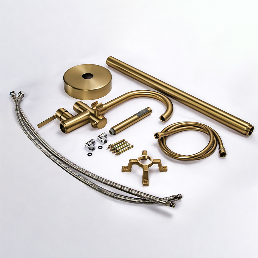 Смеситель для ванны с душем AVS Elegant напольный, брашированное золото Смеситель для ванны с душем AVS Elegant напольный, брашированное золото