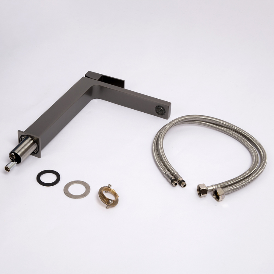 Смеситель для раковины AVS Cube высокий, оружейная сталь