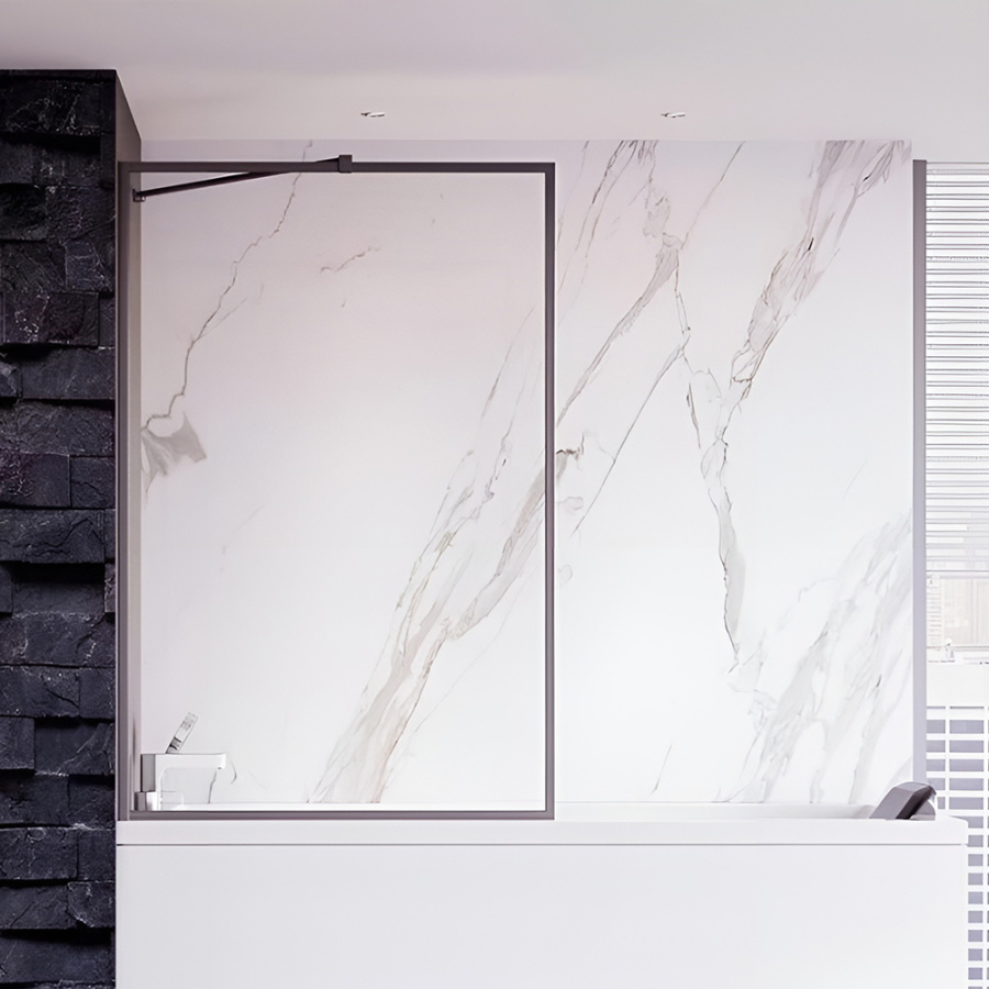 Шторка на ванну Veconi Palau PL-85GR 80 профиль брашированный графит, стекло прозрачное Шторка на ванну Veconi Palau PL-85GR 80 профиль брашированный графит, стекло прозрачное