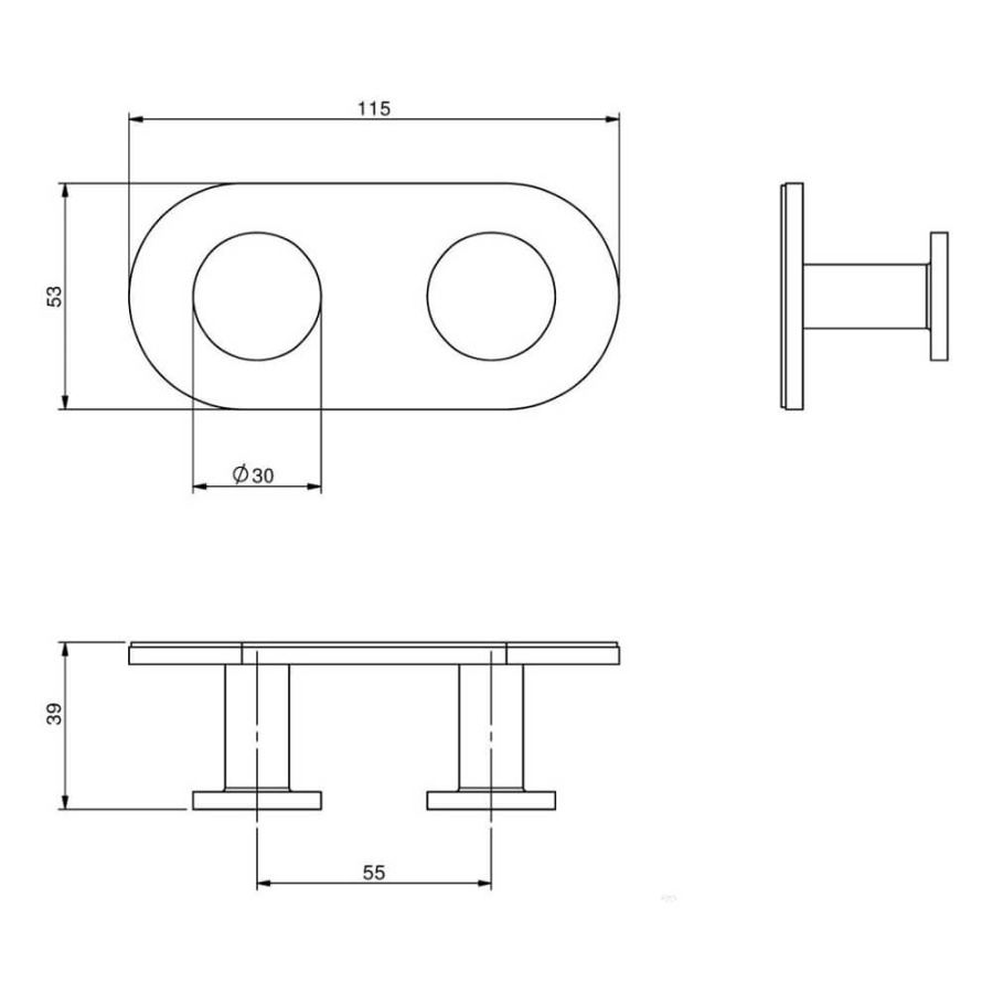 72132 Планка 2 крючка круг на клейкой основе