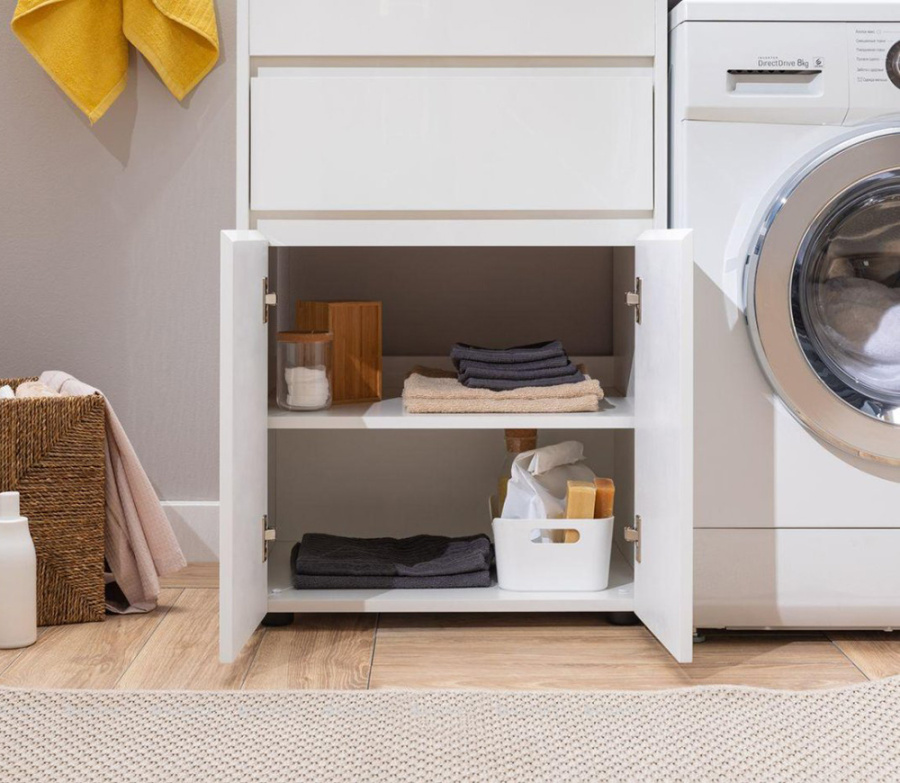 237745 Тумба 58 1ящ 2 дв напольн Белый гл Токио AQUANET