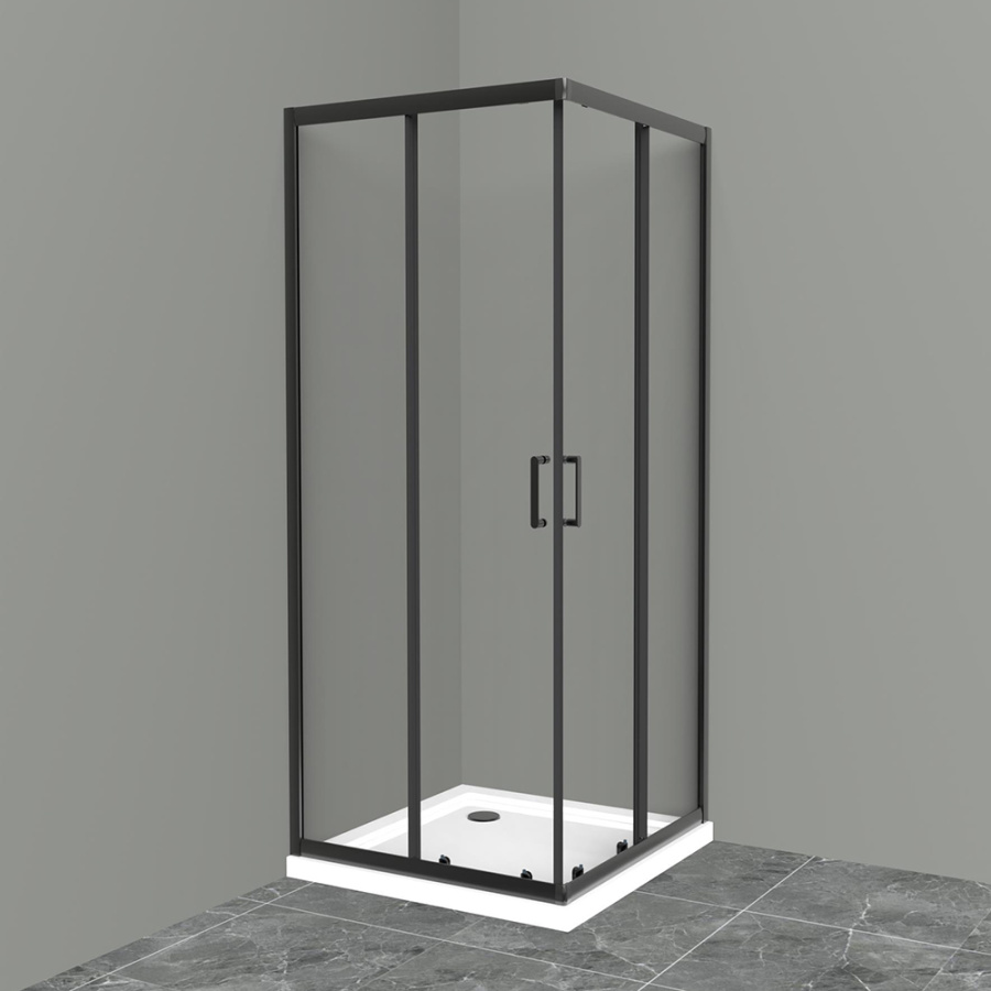 Душевой уголок BelBagno Uno 90x90 профиль черный матовый, стекло прозрачное