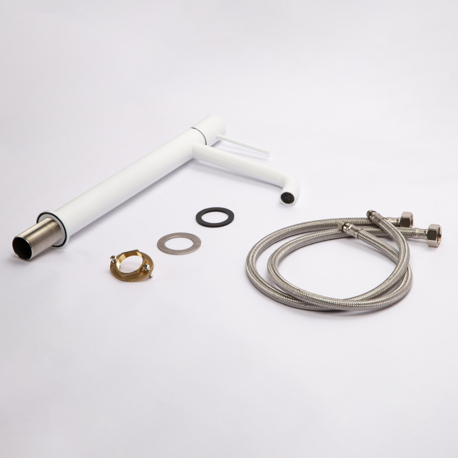 Смеситель для раковины AVS Slimmer высокий, белый матовый