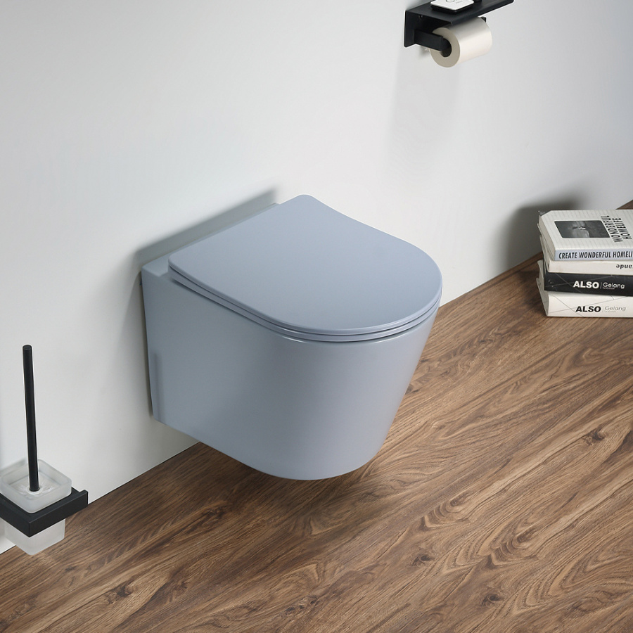 Унитаз подвесной AVS Спектр безободковый, голубой матовый Унитаз подвесной AVS Спектр безободковый, голубой матовый