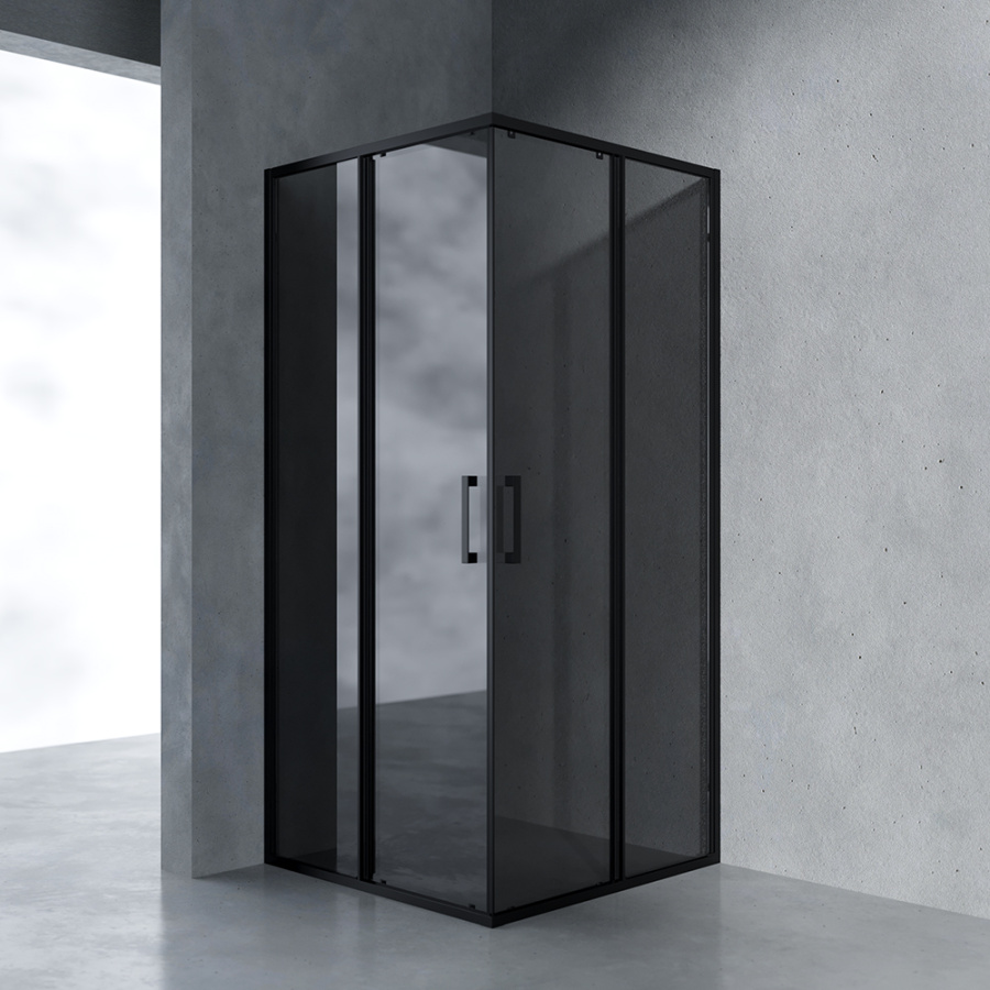 Душевой уголок AVS Куб Лайт 90x90 профиль черный матовый, стекло черное Душевой уголок AVS Куб Лайт 90x90 профиль черный матовый, стекло черное