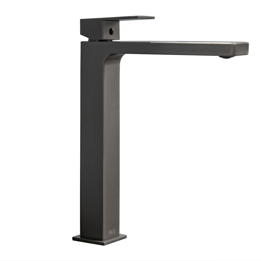 Смеситель для раковины AVS Cube высокий, оружейная сталь