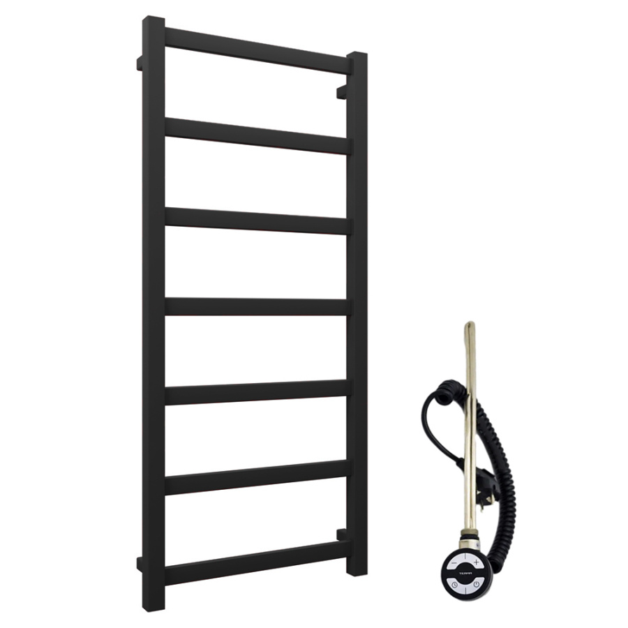 Полотенцесушитель электрический Grota Soffi 53х1000N + ТЭН MOA 300W черный матовый