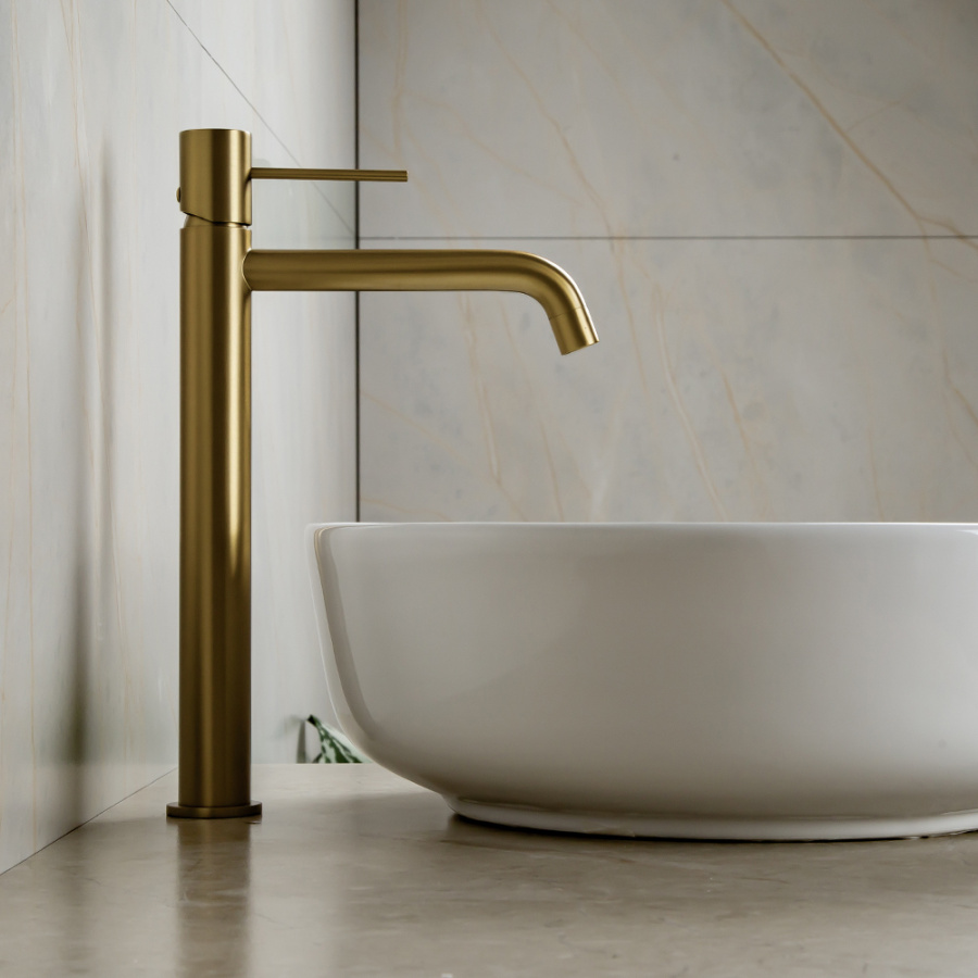 Смеситель для раковины AVS Slimmer высокий, брашированное золото Смеситель для раковины AVS Slimmer высокий, брашированное золото