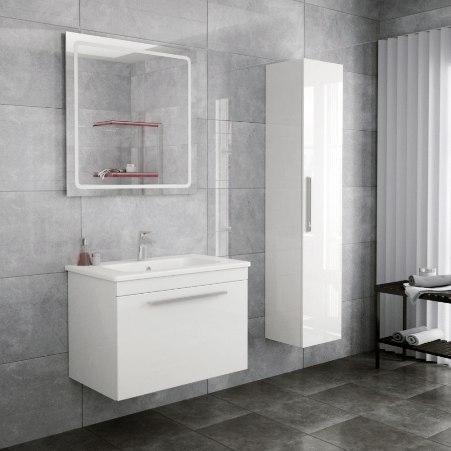 Тумба 800 1ящ подвес + Раковина Эйфория Белый гл Leonie DIBORG