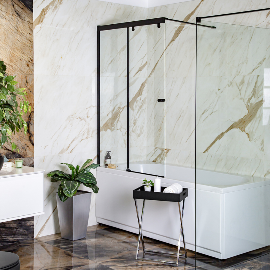 Шторка на ванну AVS Перла 100 L профиль черный матовый, стекло прозрачное Шторка на ванну AVS Перла 100 L профиль черный матовый, стекло прозрачное