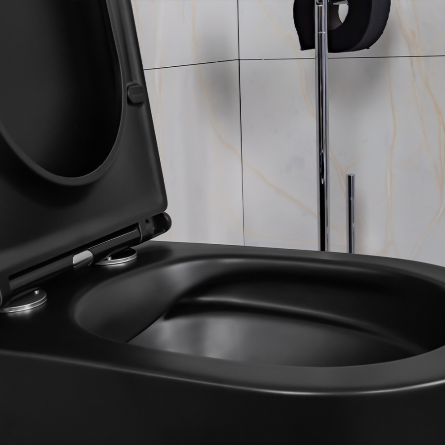 Унитаз подвесной AVS Сити безободковый, черный матовый