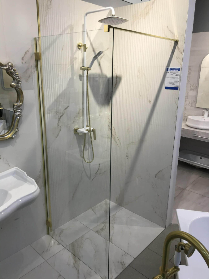 Душевая перегородка Radaway Essenza Pro 8 Walk-in 90 профиль золото, стекло прозрачное