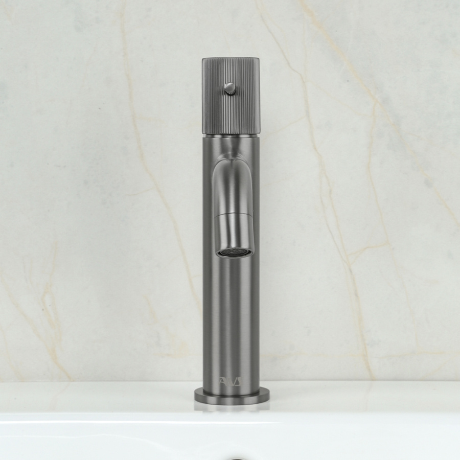 Смеситель для раковины AVS Pulse оружейная сталь