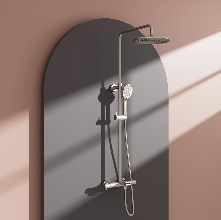 Душевая стойка с изливом AVS Elegant брашированный никель