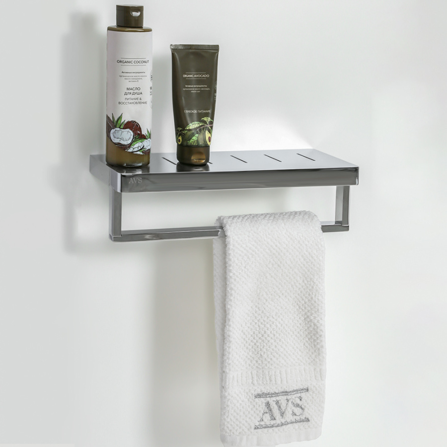 Полка с полотенцедержателем AVS S8300304 30 см, хром