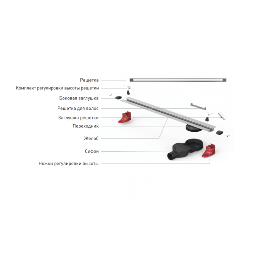 Желоб BERGES водосток SUPER Slim 400, мат.хром, S-сифон D50 H60 бок. Желоб BERGES водосток SUPER Slim 400, мат.хром, S-сифон D50 H60 бок.
