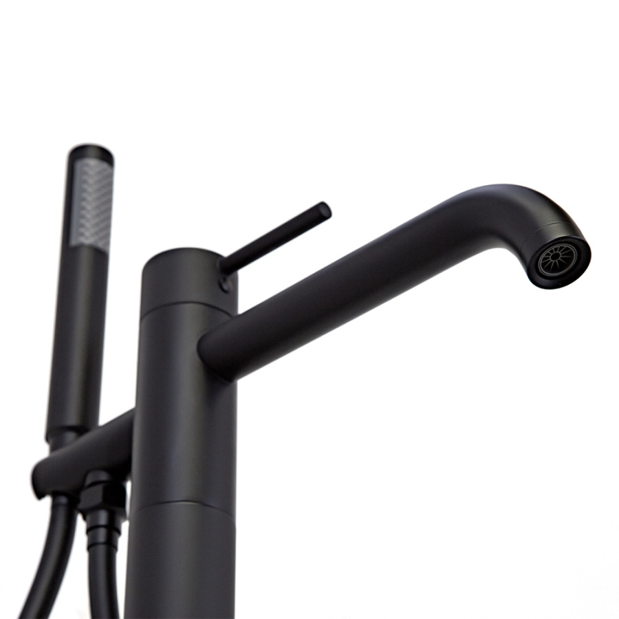 Смеситель для ванны с душем AVS Slimmer напольный, черный матовый