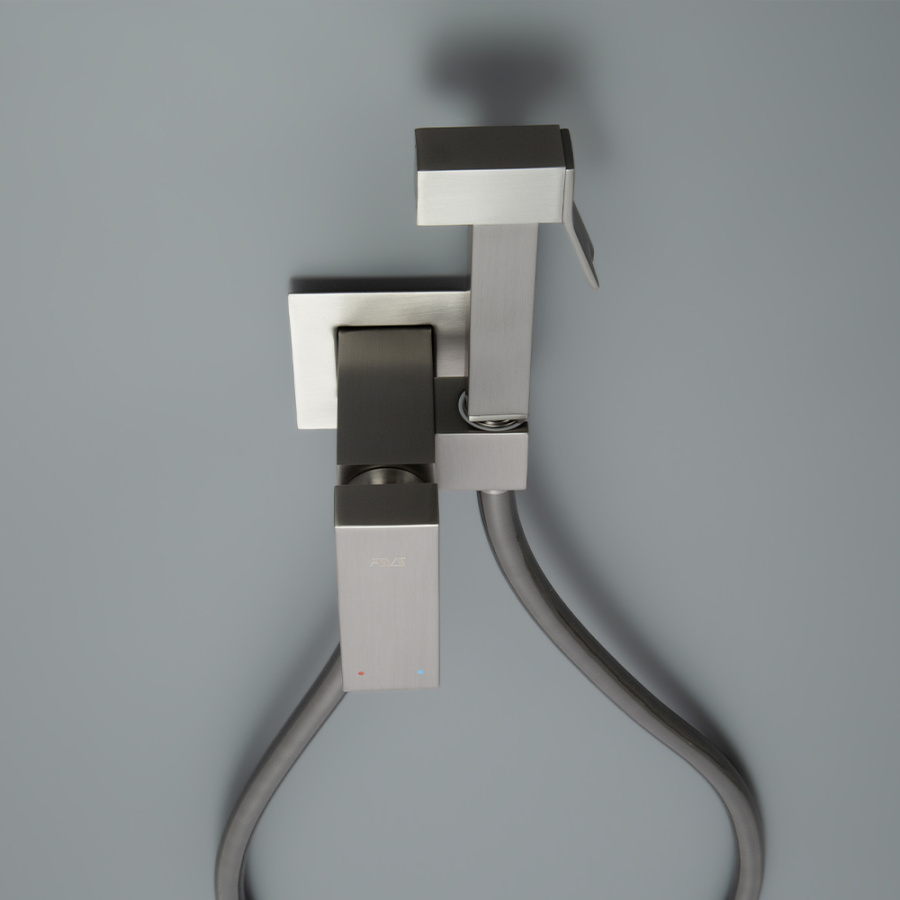 Гигиенический душ со смесителем AVS Cube оружейная сталь