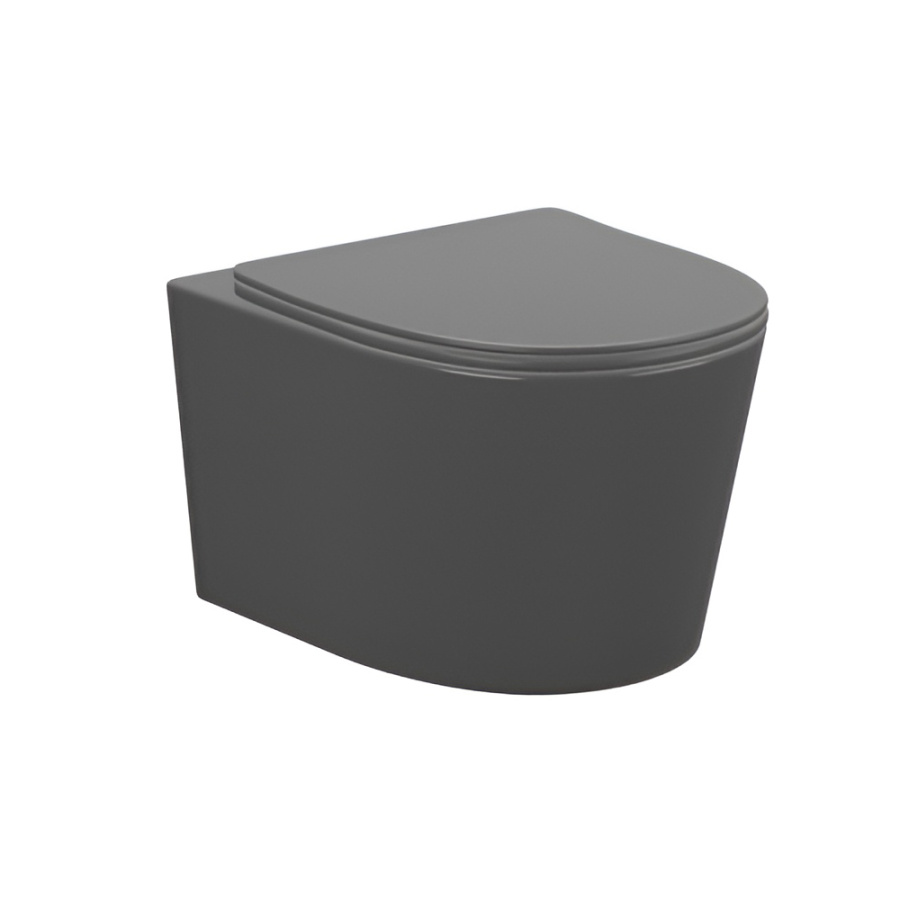 Унитаз подвесной AVS Спектр безободковый, темно-серый матовый Унитаз подвесной AVS Спектр безободковый, темно-серый матовый