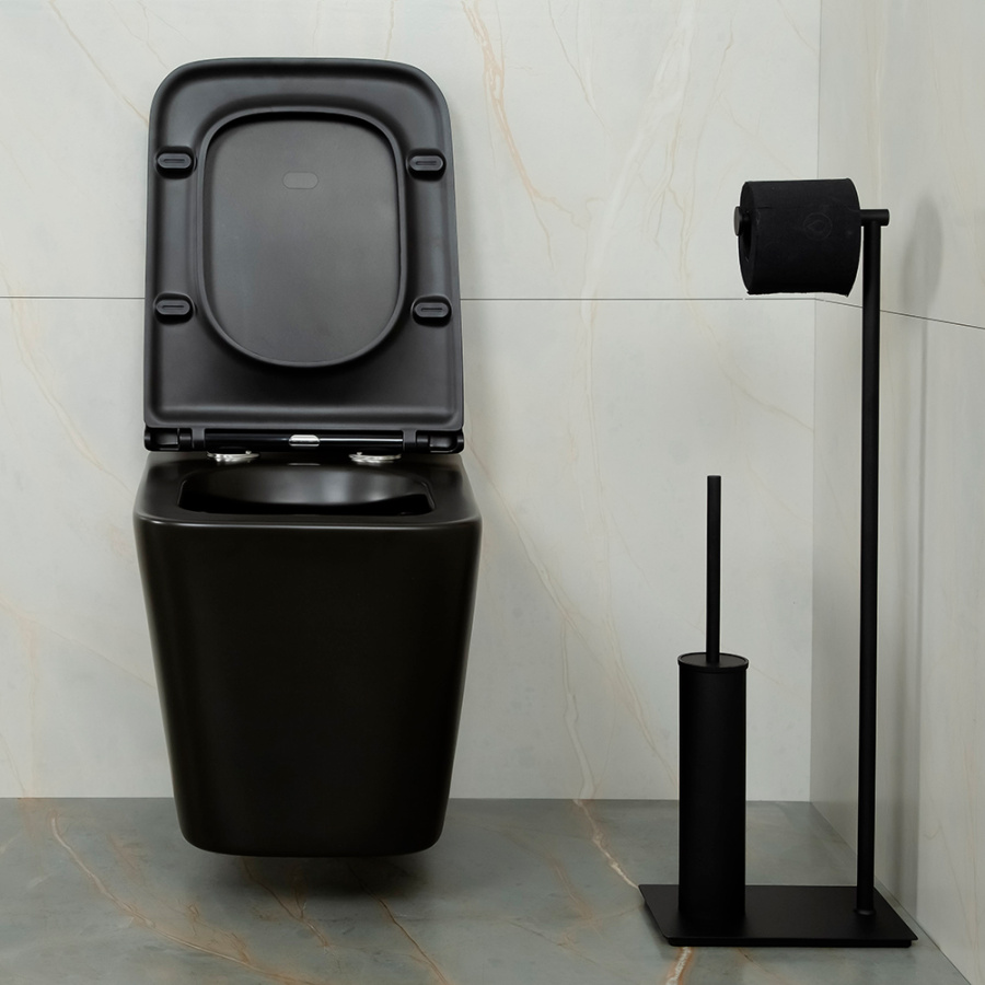 Унитаз подвесной AVS Куб безободковый, черный матовый