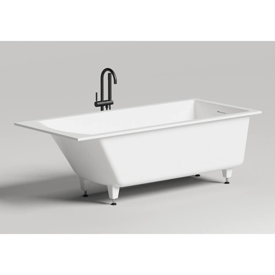 Ванна из искусственного камня Salini Cascata Kit S-Sense 170x75 белая матовая, с ножками и донным клапаном Ванна из искусственного камня Salini Cascata Kit S-Sense 170x75 белая матовая, с ножками и донным клапаном