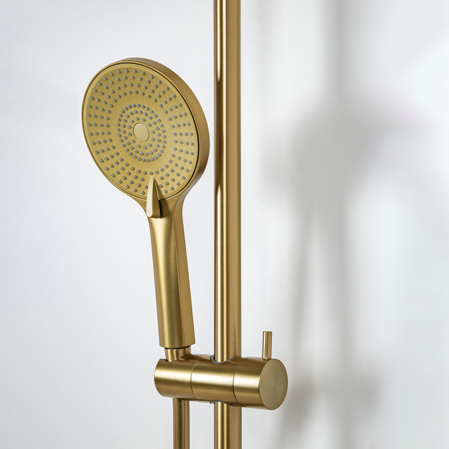 Душевая стойка AVS Slimmer с термостатом, брашированное золото Душевая стойка AVS Slimmer с термостатом, брашированное золото