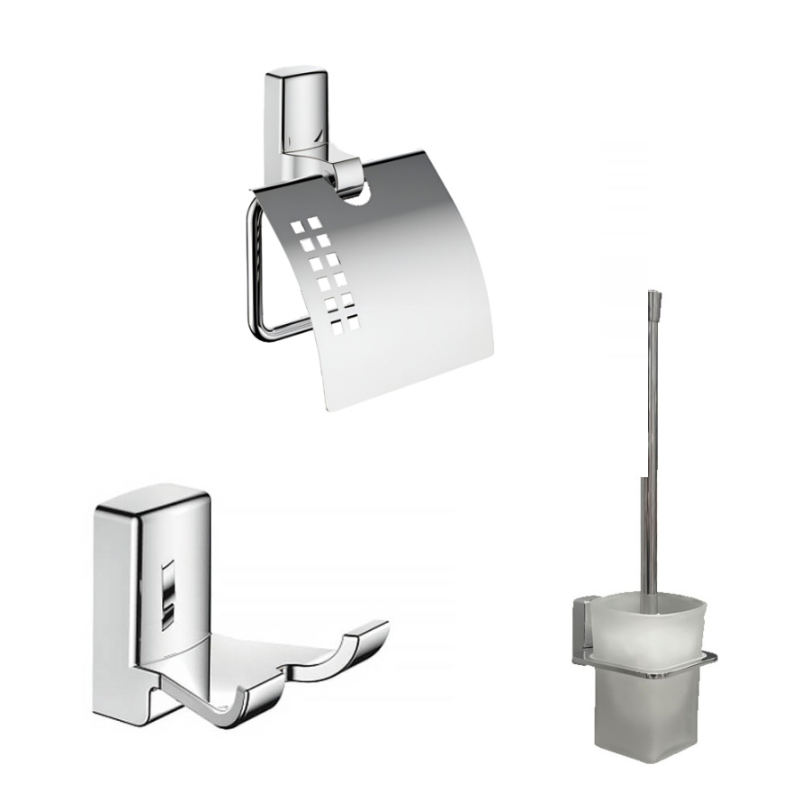 Набор Accoona 125 хром Бумагодержатель закрытый+Ершик+Крючок Набор Accoona 125 хром Бумагодержатель закрытый+Ершик+Крючок