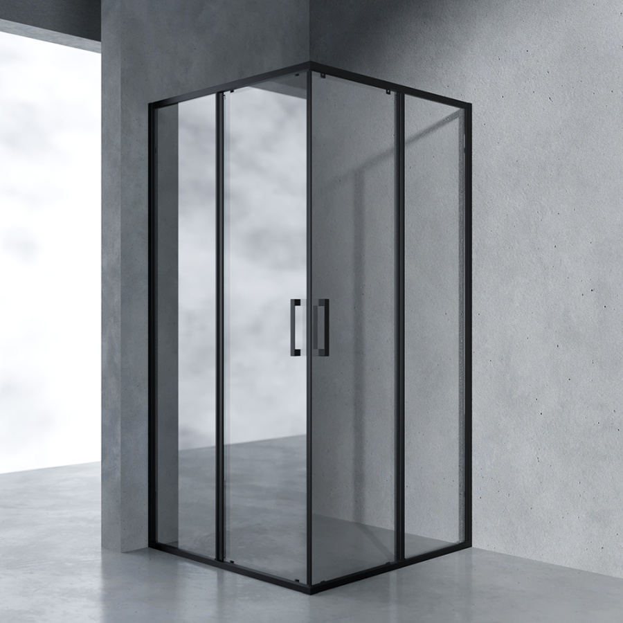 Душевой уголок AVS Куб Лайт 100x100 профиль черный матовый, стекло прозрачное