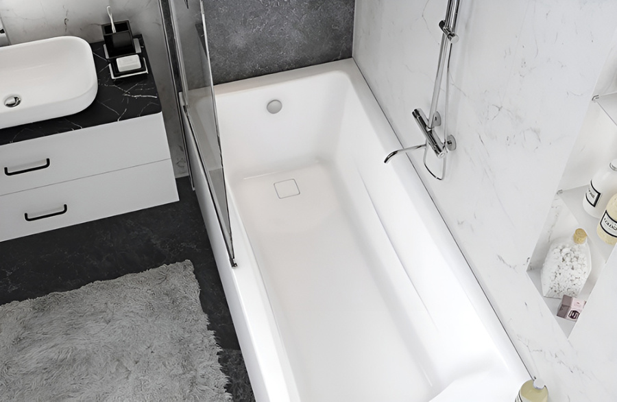 Акриловая ванна Marka One Prime 180x75 белая, с каркасом, экраном, сливом-переливом и ГМ