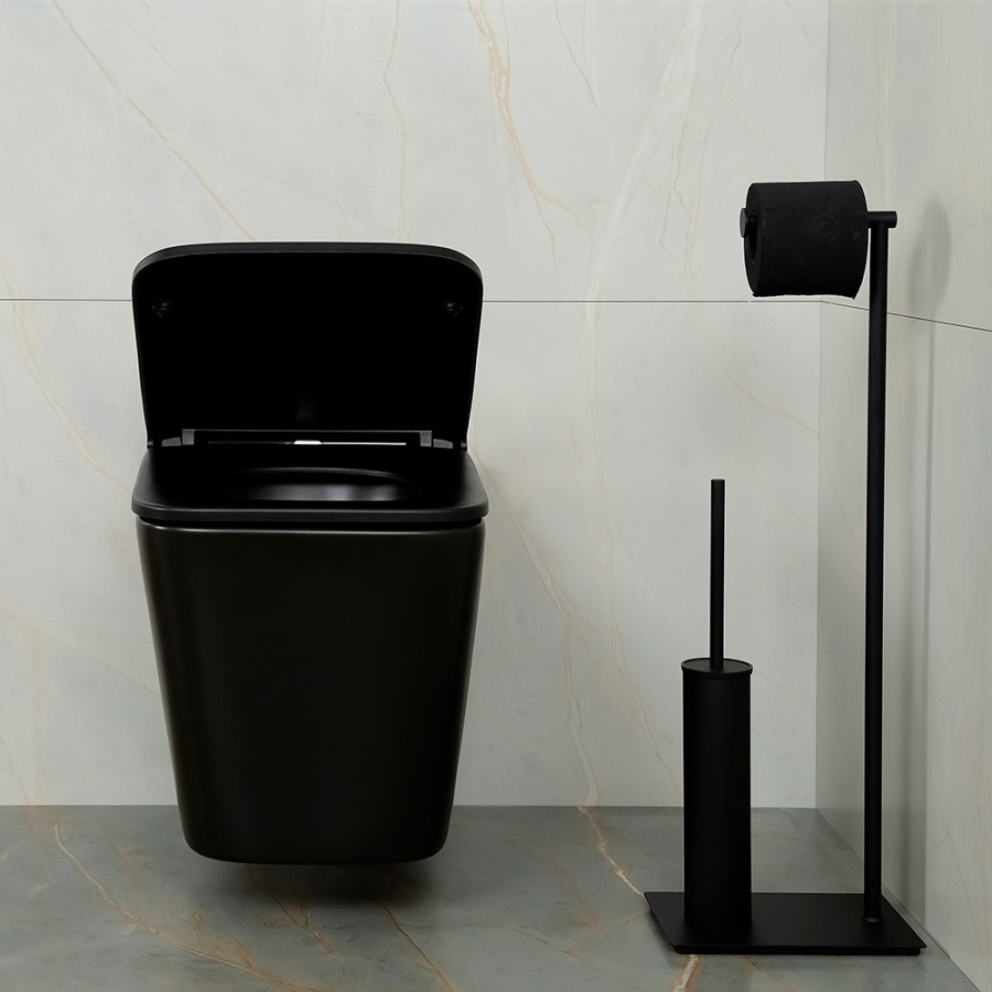 Унитаз подвесной AVS Куб безободковый, черный матовый