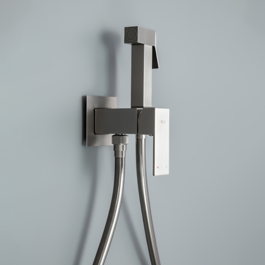 Гигиенический душ со смесителем AVS Cube оружейная сталь