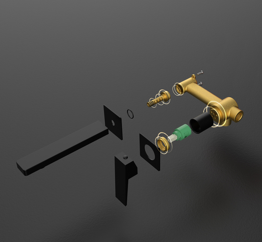 Смеситель для раковины AVS Cube с внутренней частью, черный матовый Смеситель для раковины AVS Cube с внутренней частью, черный матовый